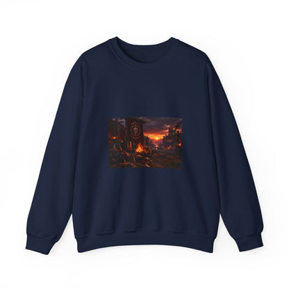 Apocalyptic Cityscape Crewneck Sweatshirt — Dystopian Sunset Graphic