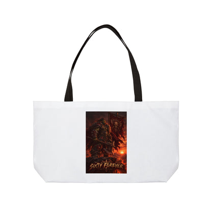 Weekender Tote Bag — "Sixty Forever" Dark Fantasy Skull Sunset Travel Tote