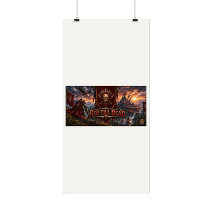 Red Till Dead Gothic Skull Poster — Textured Watercolor Matte Print