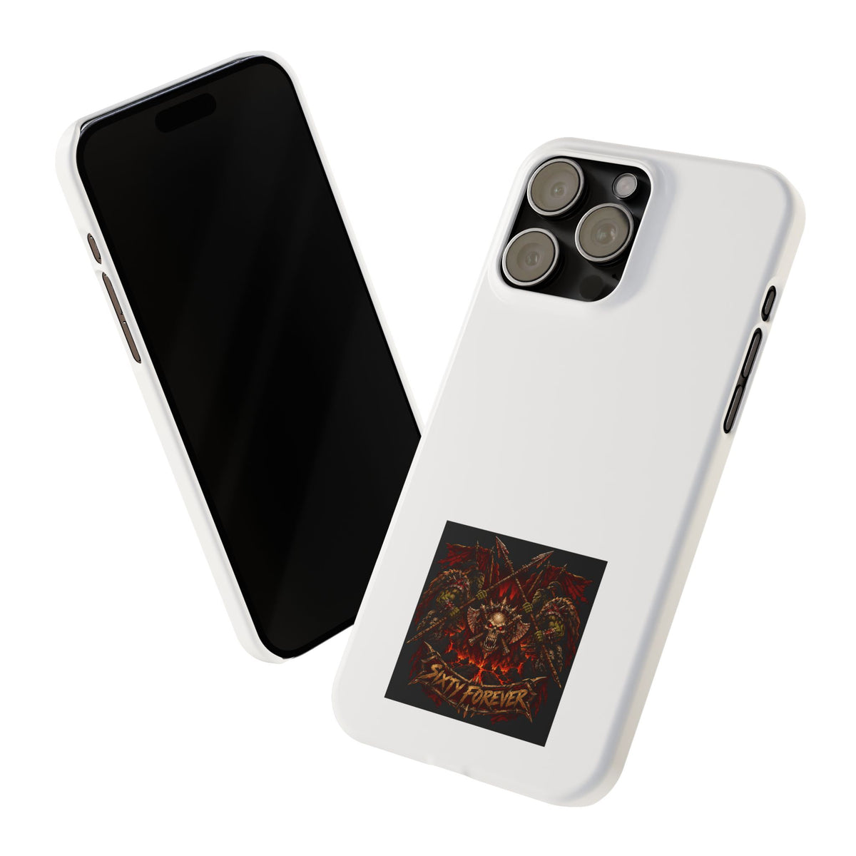 Slim Phone Case — 'Sixty Forever' Gothic Skull & Wings Design