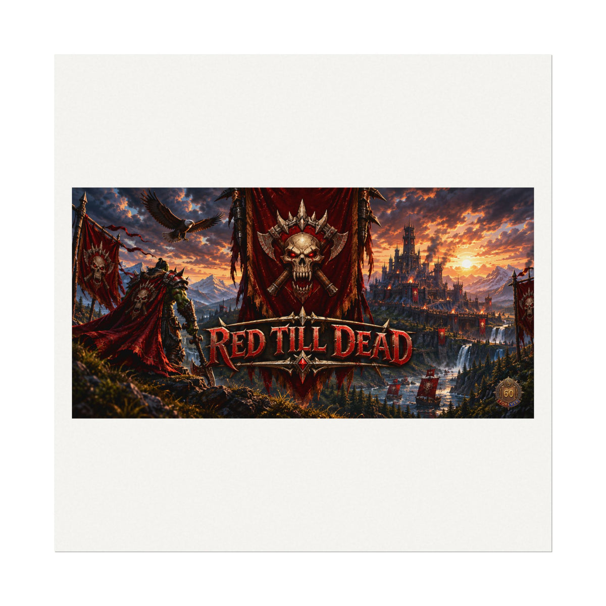 Red Till Dead Gothic Skull Poster — Textured Watercolor Matte Print