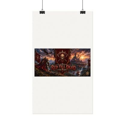 Red Till Dead Gothic Skull Poster — Textured Watercolor Matte Print