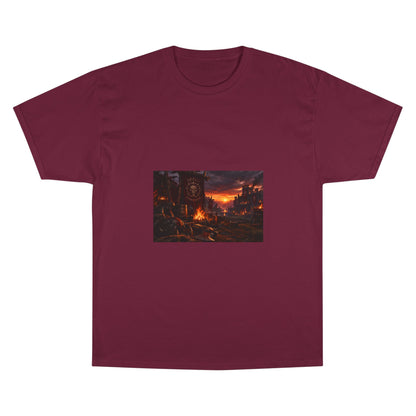Champion T-Shirt — Dark Fantasy Volcano Landscape Graphic Tee