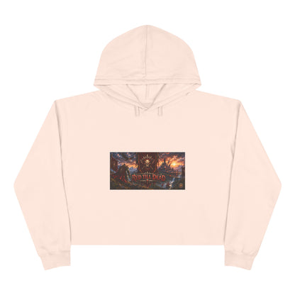 Cropped Hoodie — Dark Fantasy Graphic Crop Hoodie with Epic Battle Scene