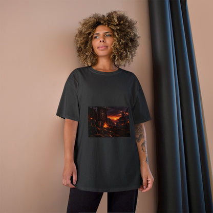 Champion T-Shirt — Dark Fantasy Volcano Landscape Graphic Tee