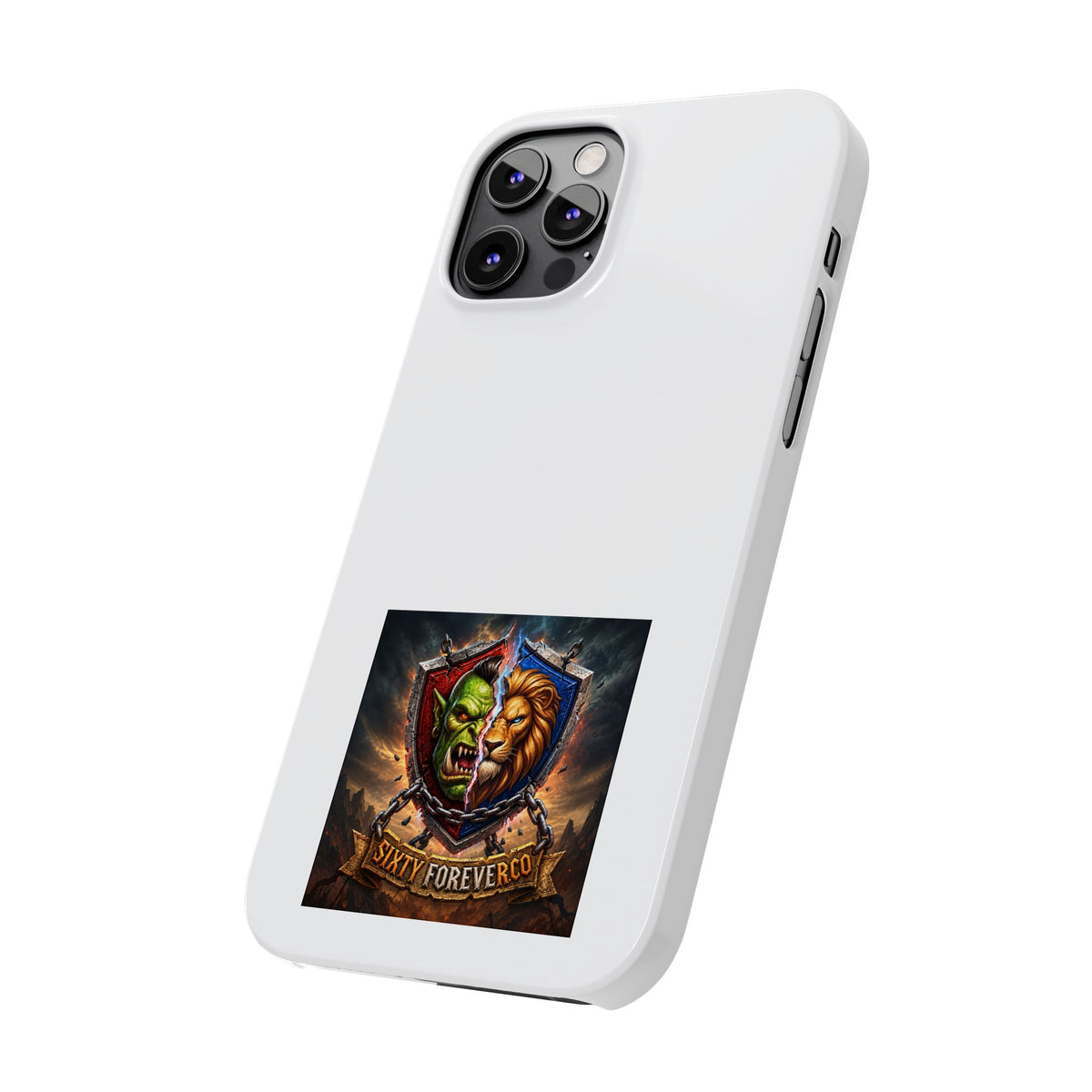 Slim Phone Case — Fantasy Shield Orc & Lion Crest "Sixty Forever"