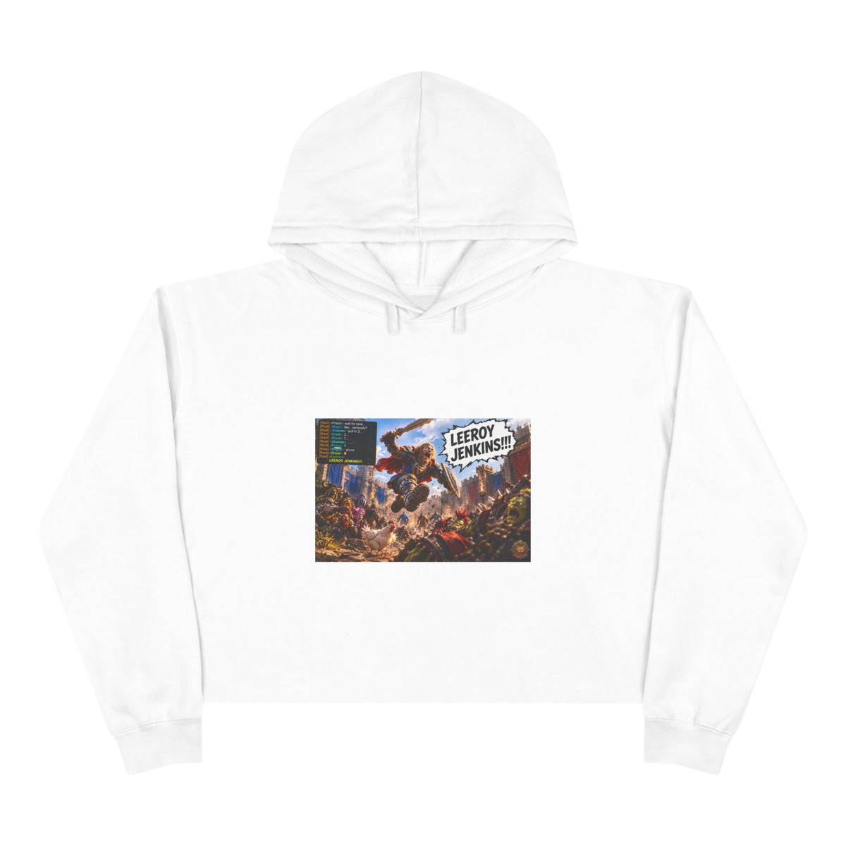 Crop Hoodie — 'Leeroy Jenkins!' Gaming Meme Cropped Hoodie