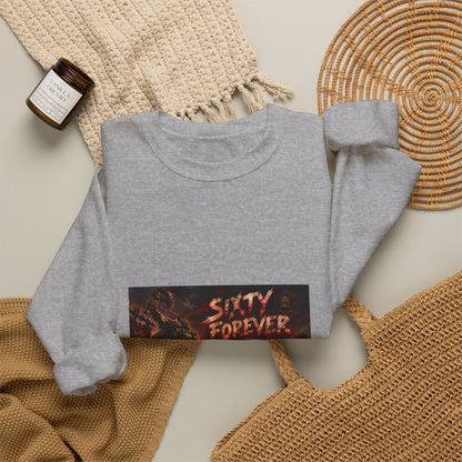 Sixty Forever Crewneck Sweatshirt — Gothic Fire Graphic Sweatshirt