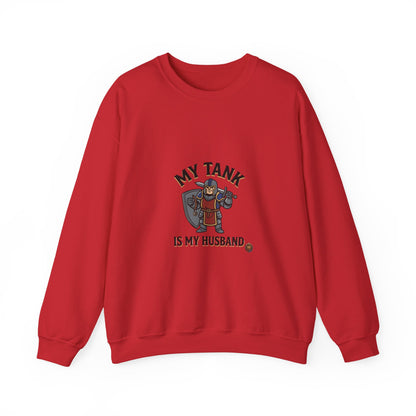 Crewneck Sweatshirt — "My Tank Is My Husband" RPG Gamer Graphic