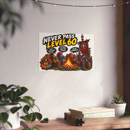 Never Pass Level 60 Fine Art Poster – Funny Gamer 60th Birthday Wall Art