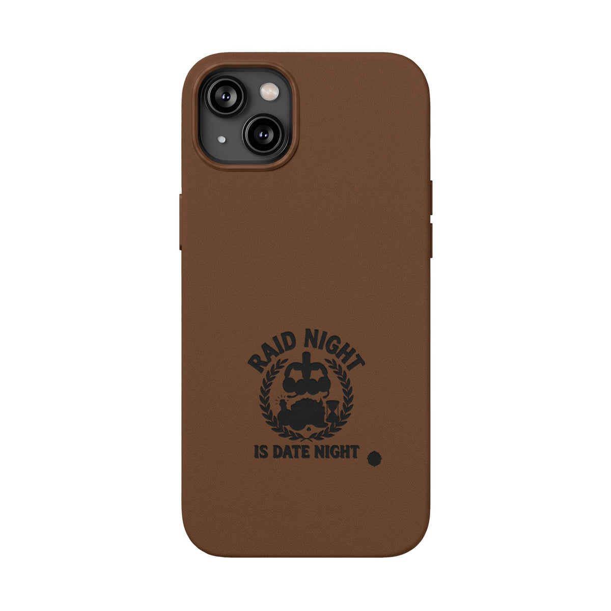 Engraved PU Leather Phone Case — 'Raid Night' Embossed Protective Cover