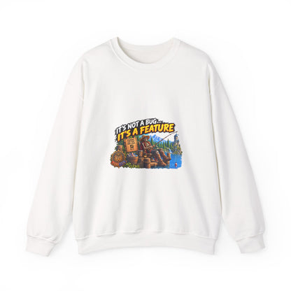 Crewneck Sweatshirt - “It’s Not a Bug, It’s a Feature” Retro Cabin Gamer Design
