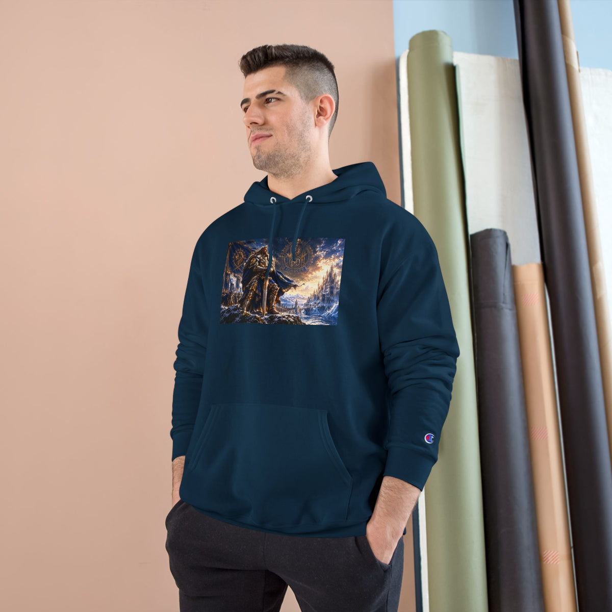 Viking Warrior Winter Hoodie – Norse Longship Battle Graphic