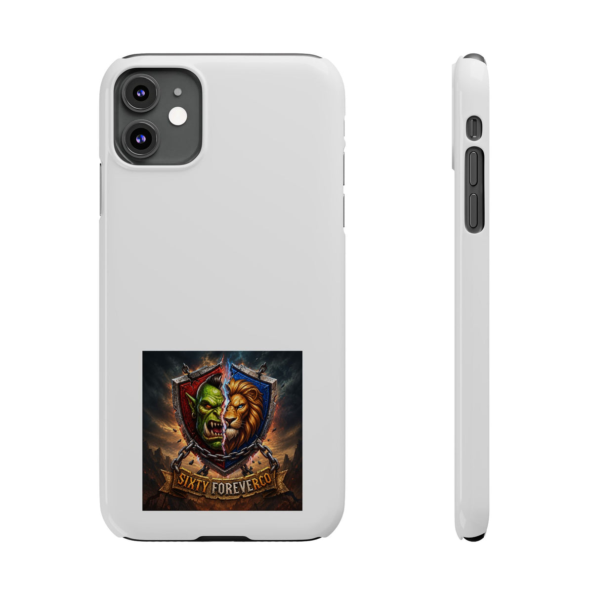 Slim Phone Case — Fantasy Shield Orc & Lion Crest "Sixty Forever"
