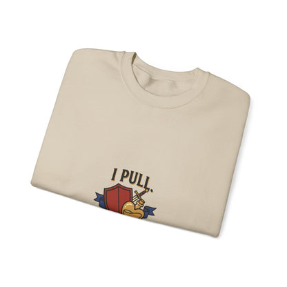 Crewneck Sweatshirt — “I Pull, She Heals” Veterinary/Animal Rescue Crewneck