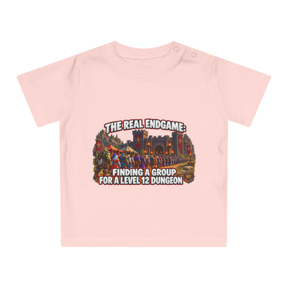 Baby T-Shirt – “The Real Endgame: Finding A Group For A Level 12 Dungeon” Gamer Onesie