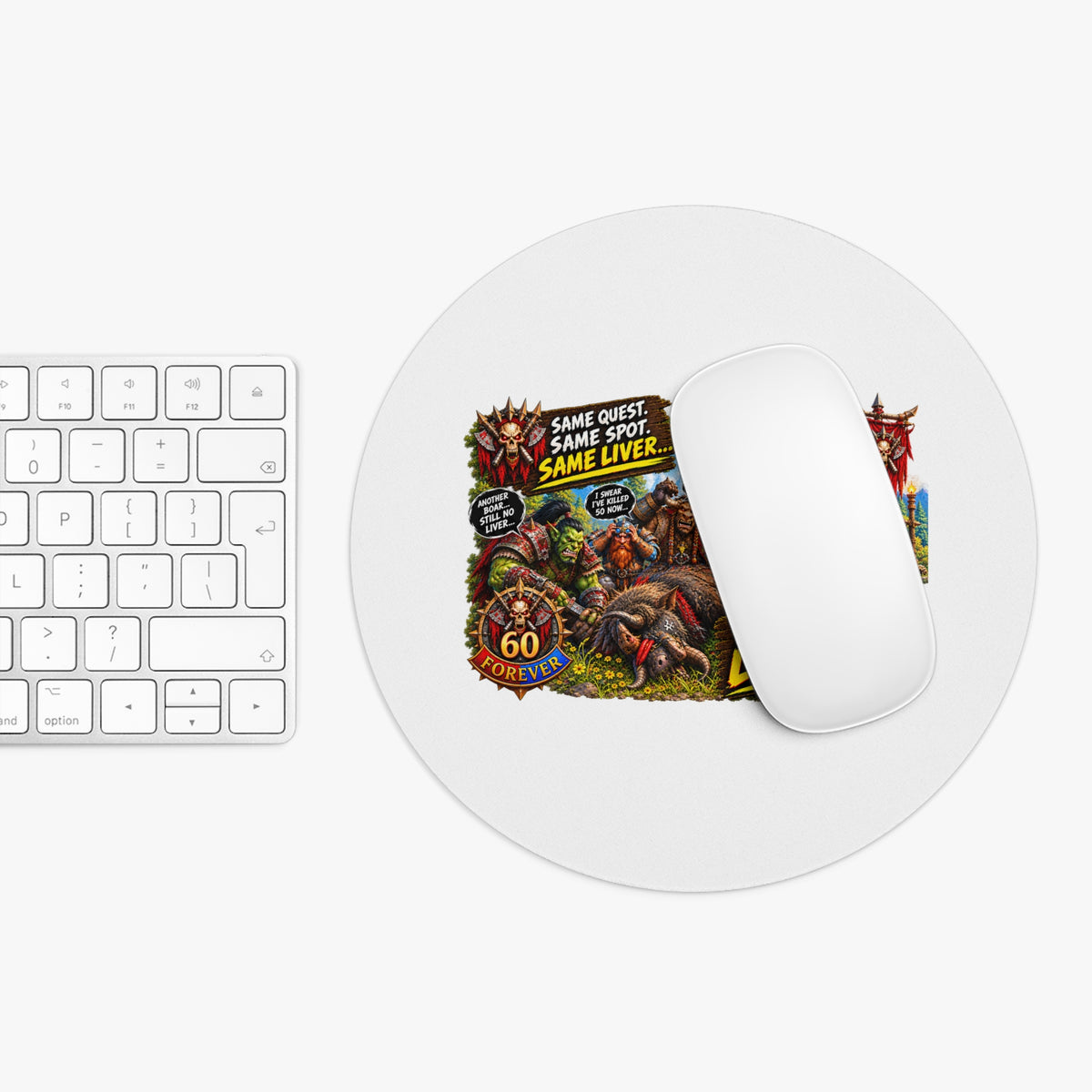 Never Pass Level 60 Gaming Mouse Pad — Retro MMO Grind Design