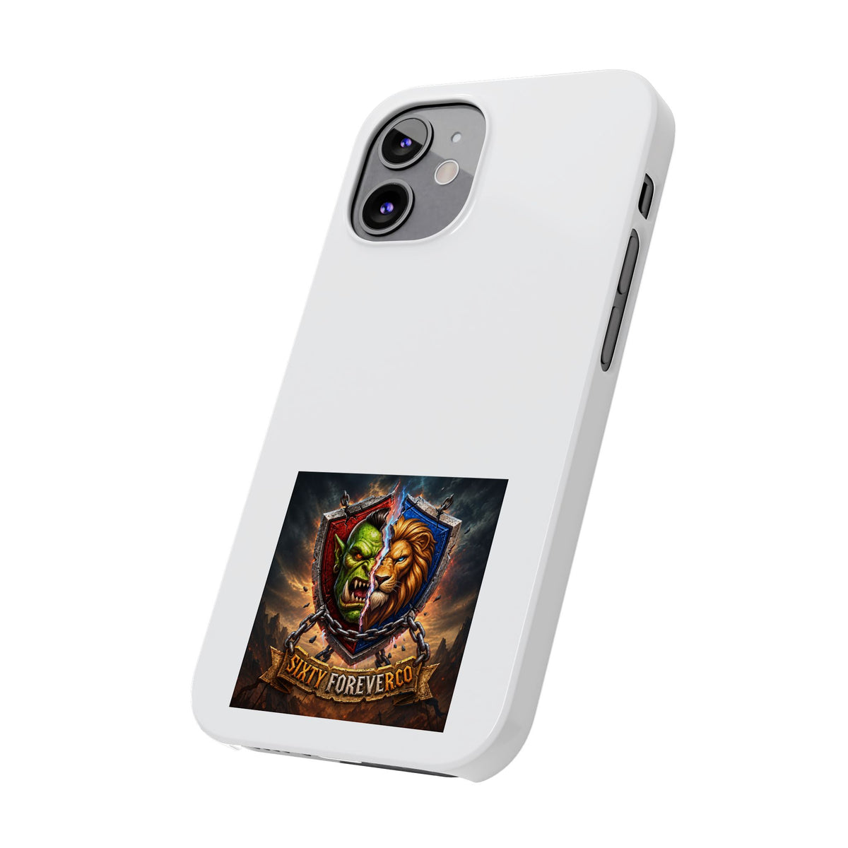 Slim Phone Case — Fantasy Shield Orc & Lion Crest "Sixty Forever"