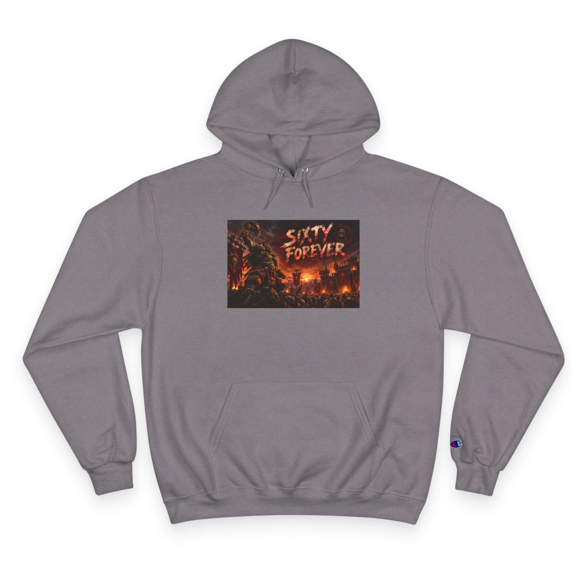 Champion Hoodie — 'Sixty Forever' Retro Horror Graphic Hoodie