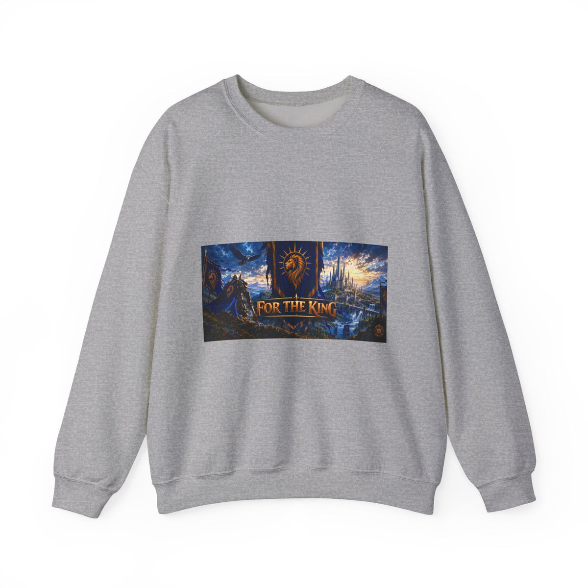 For the King Crewneck Sweatshirt – Medieval Fantasy Gaming Design
