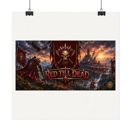 Red Till Dead Gothic Skull Poster — Textured Watercolor Matte Print