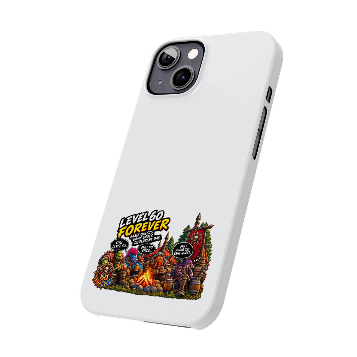 Level 60 Forever Slim Phone Case — Retro RPG Camping Gamer Design