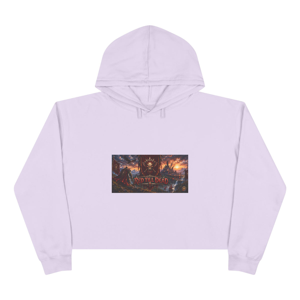 Cropped Hoodie — Dark Fantasy Graphic Crop Hoodie with Epic Battle Scene