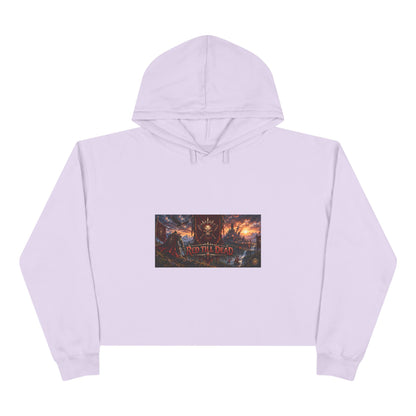 Cropped Hoodie — Dark Fantasy Graphic Crop Hoodie with Epic Battle Scene