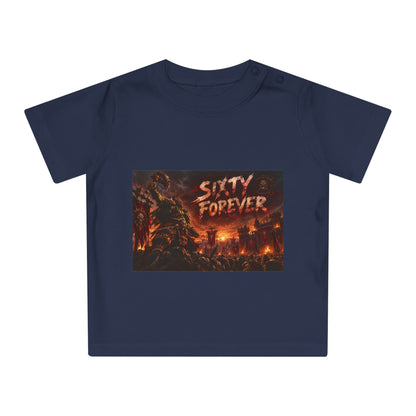Baby Tee — "Sixty Forever" Fiery Monster Graphic