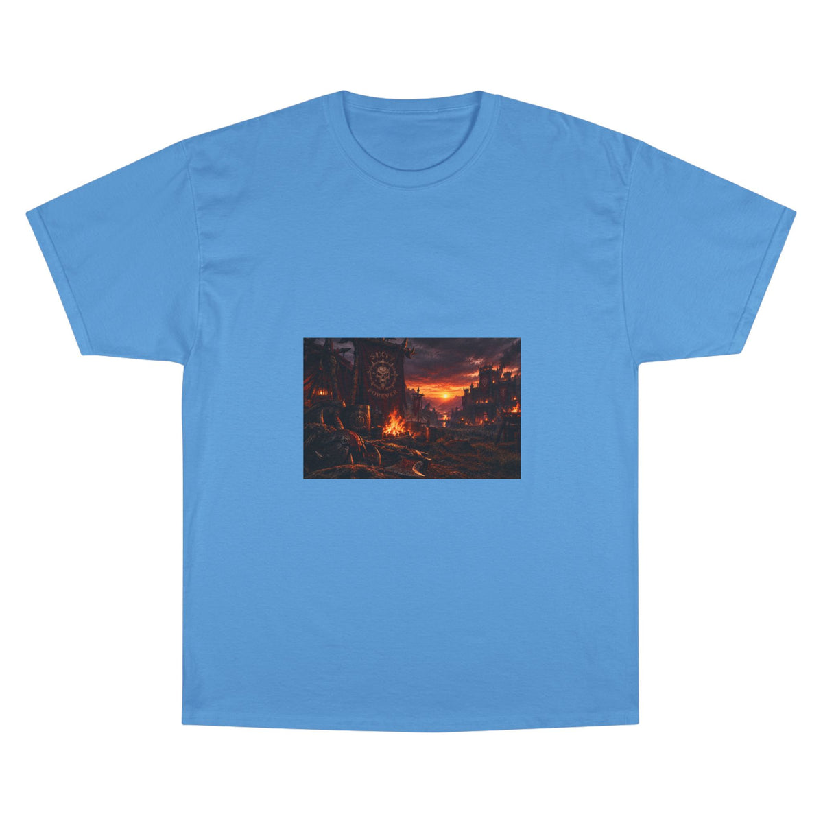 Champion T-Shirt — Dark Fantasy Volcano Landscape Graphic Tee