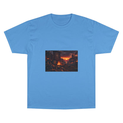 Champion T-Shirt — Dark Fantasy Volcano Landscape Graphic Tee