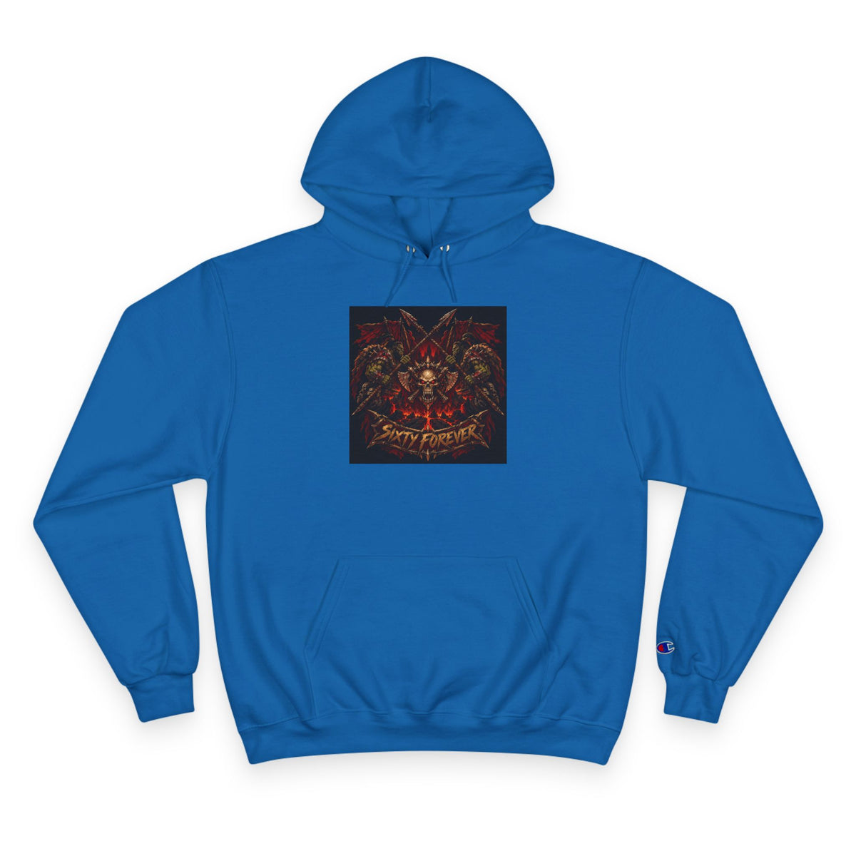 Champion Hoodie — Gothic Floral Skull Graphic Pullover