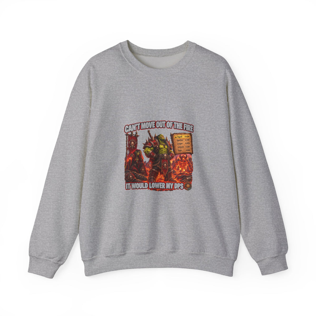 Crewneck Sweatshirt — Retro Dungeons & Dragons Goblin Art "Get Out of the Fire" RPG Gaming Tee
