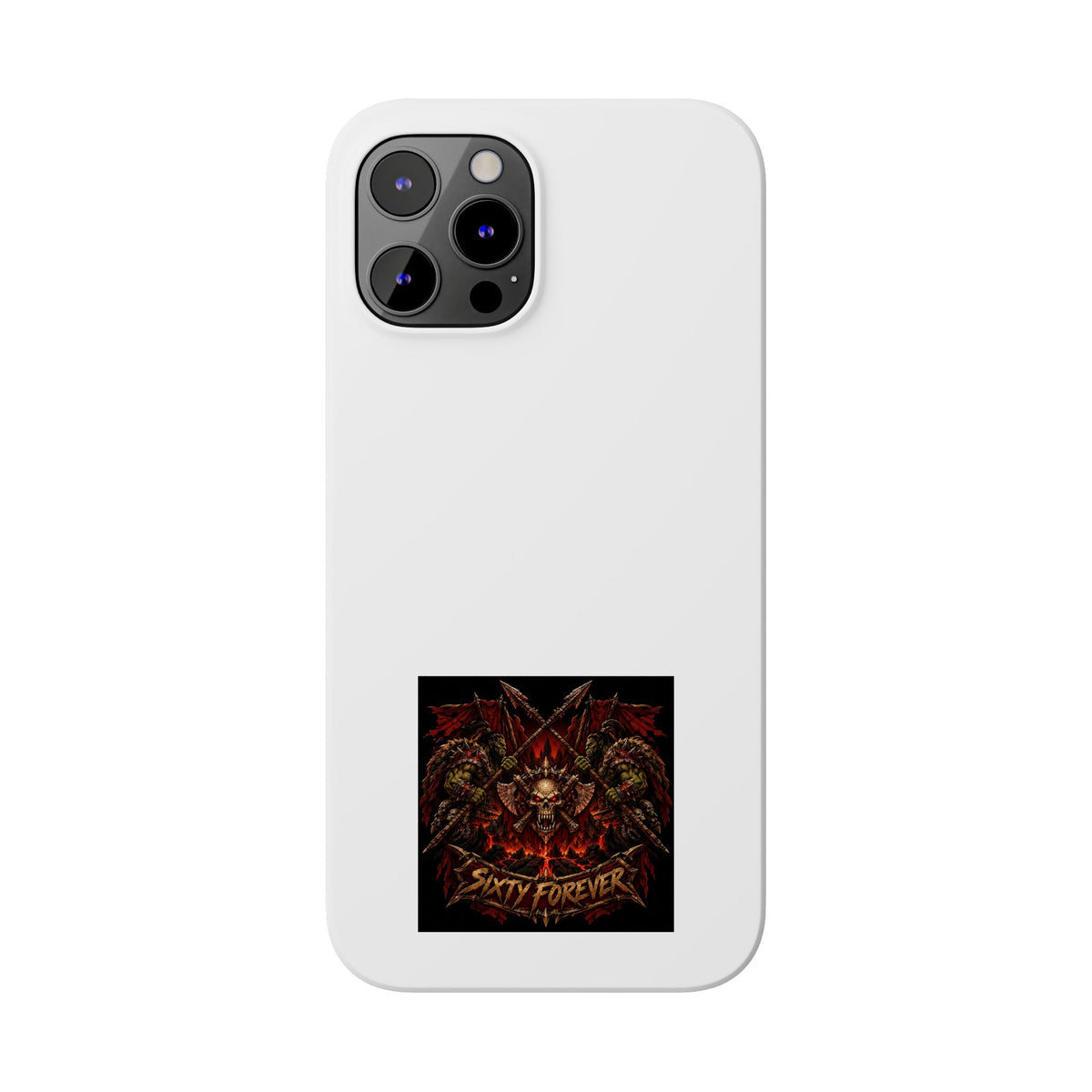 Slim Phone Case — 'Sixty Forever' Gothic Skull & Wings Design
