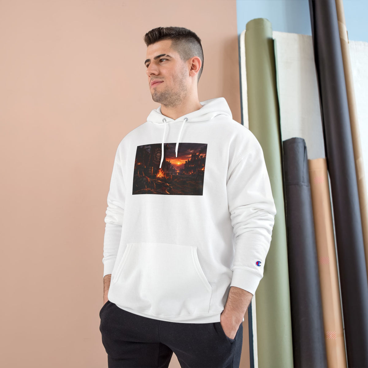 Champion Hoodie — Sunset Cityscape Graphic Hoodie