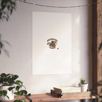 Need Before Greed Fine Art Poster — Vintage Chest Illustration, Inspirational Wall Art