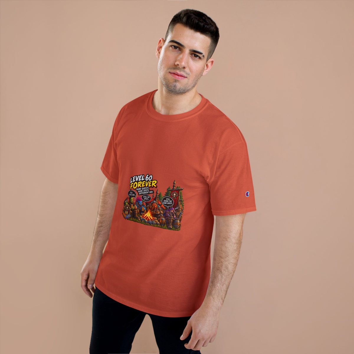 Level 60 Forever T-Shirt – Retro RPG Campfire Gamer Tee