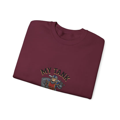 Crewneck Sweatshirt — "My Tank Is My Husband" RPG Gamer Graphic