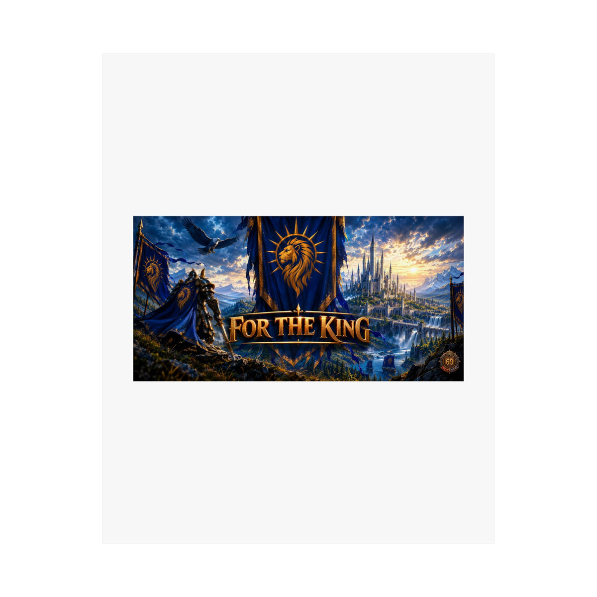 For The King Satin Poster — Fantasy Castle & Lion Banner Wall Art