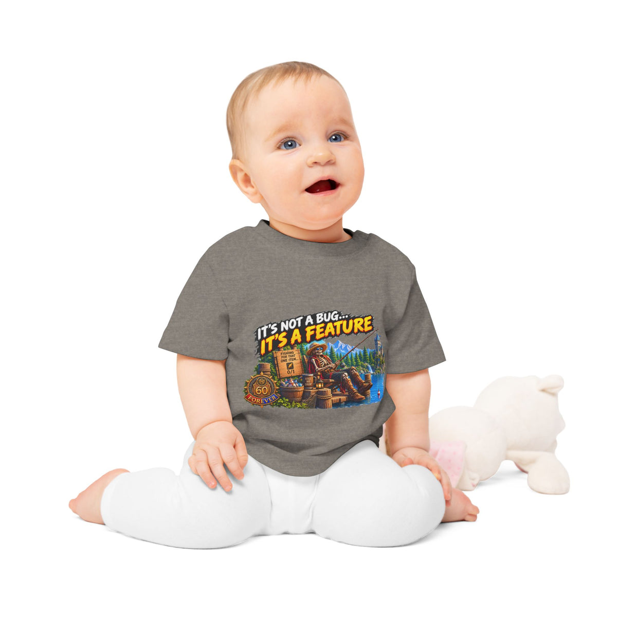 Baby T-Shirt — "It’s Not a Bug, It’s a Feature" Cute Geek Fishing Design