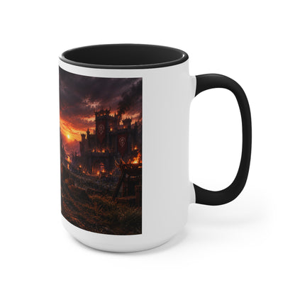 Viking Warcamp Accent Mug — Norse Battle Scene Coffee Cup