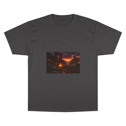 Champion T-Shirt — Dark Fantasy Volcano Landscape Graphic Tee