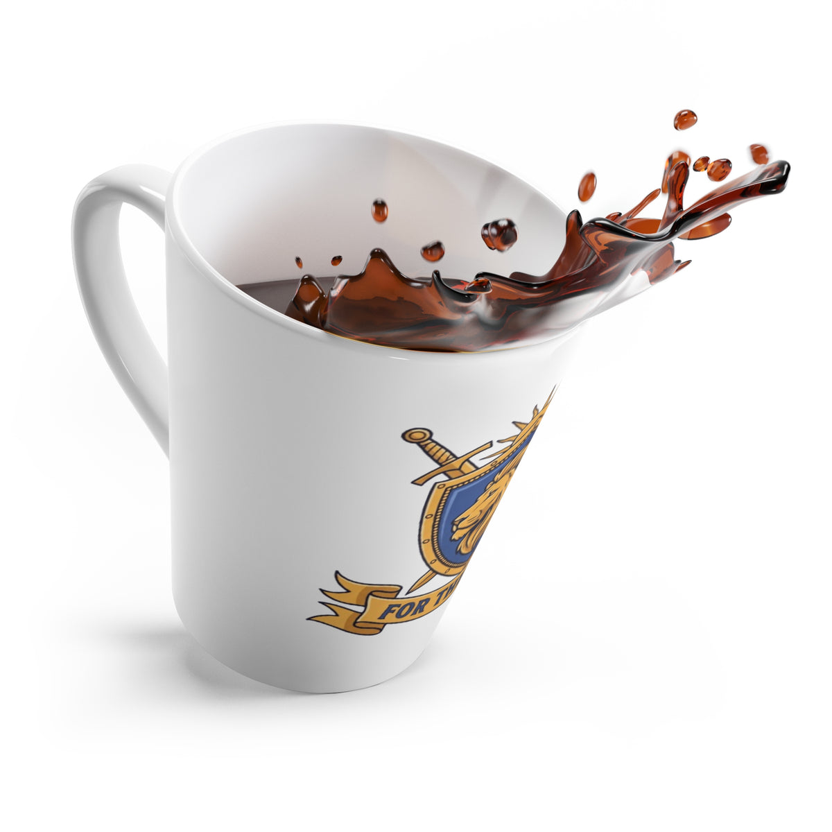 Latte Mug — "For The King" Lion Crest Ceramic Coffee Mug