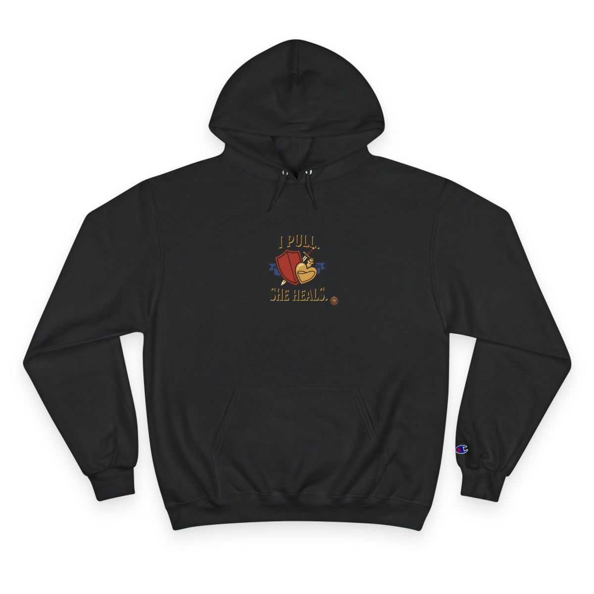 Hoodie — “I Pull, She Heals” Physical Therapy & Massage Therapist Pullover