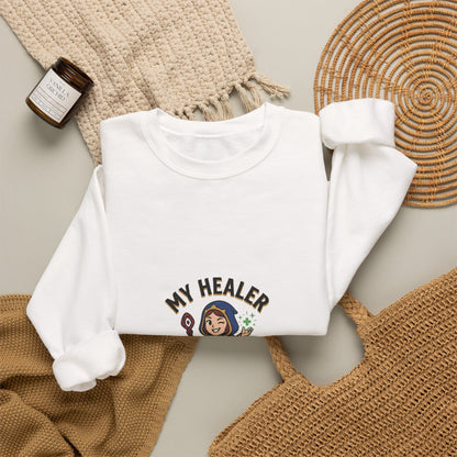 My Healer Is My Wife Sweatshirt — Cute RPG Medic Wife Crewneck