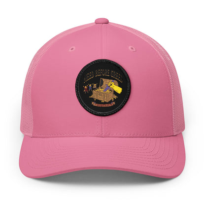 Embroidered Trucker Cap — 'Need Before Greed' Patch