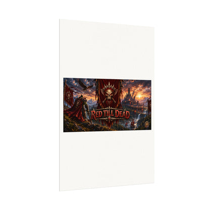 Red Till Dead Gothic Skull Poster — Textured Watercolor Matte Print