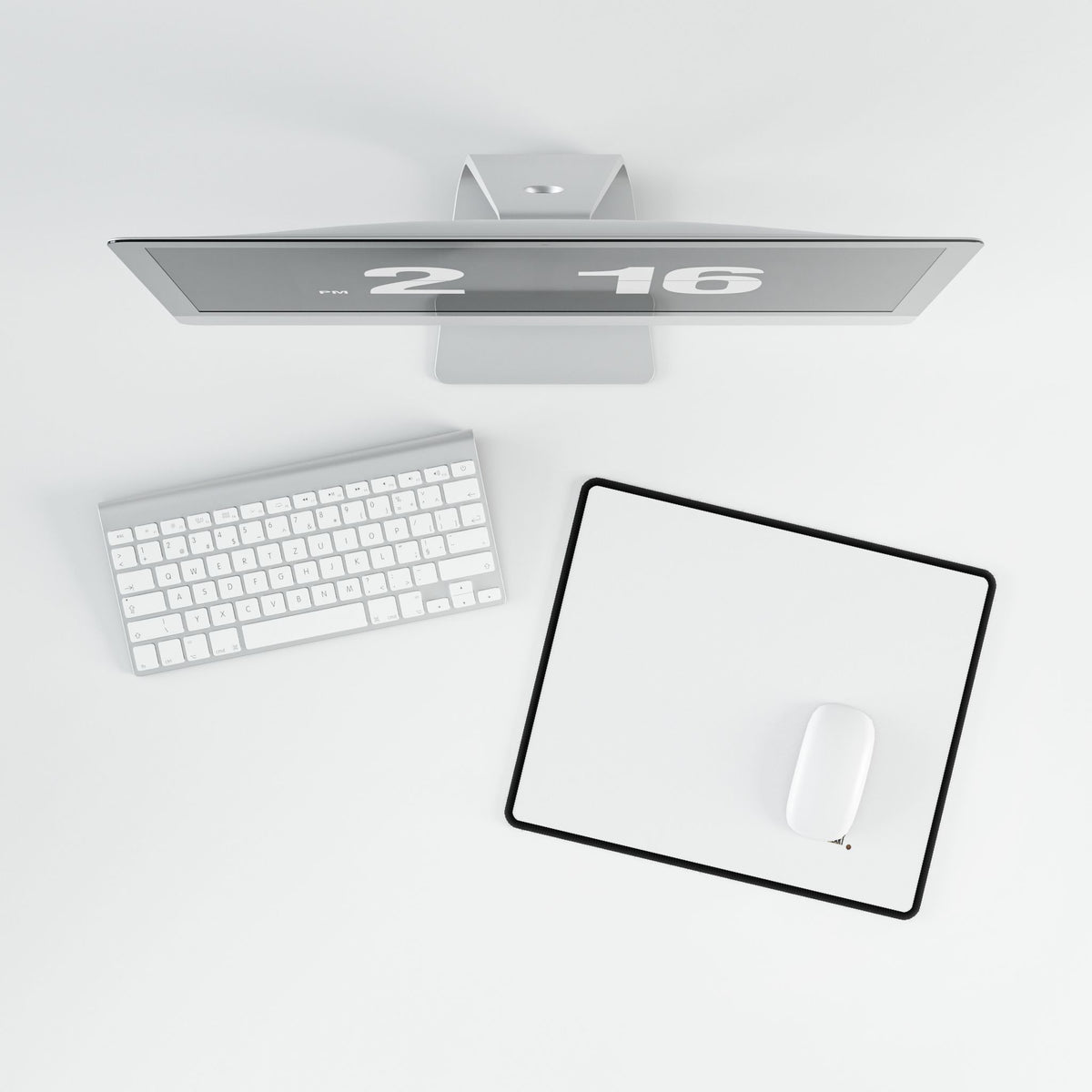 Large Desk Mat — Minimal White Gaming/Office Pad with 'All I Need Is Go In My Heart' Badge