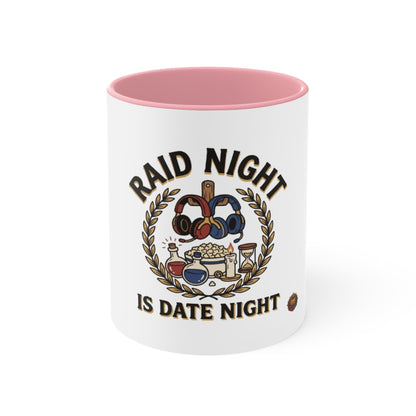 Raid Night Is Date Night Accent Mug — Gamer Couples Coffee Cup, Cozy Date Night Gift