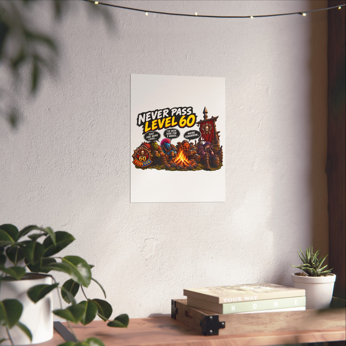 Never Pass Level 60 Fine Art Poster – Funny Gamer 60th Birthday Wall Art